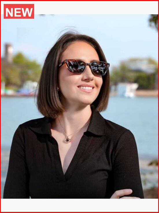 Polarized Cateye Sunglasses Retro Rectangle UV Protection Plastic Frame